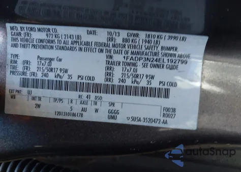 2014 Ford Focus Titanium from USA, damaged, VIN 1FADP3N24EL192799